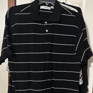 Black Polo Shirt with White Stripes